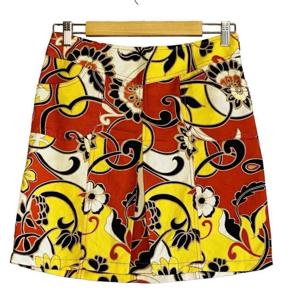 ANN TAYLOR Petites Floral Multi-Color A-Line Skirt, 2 Front Pockets - Size 4P